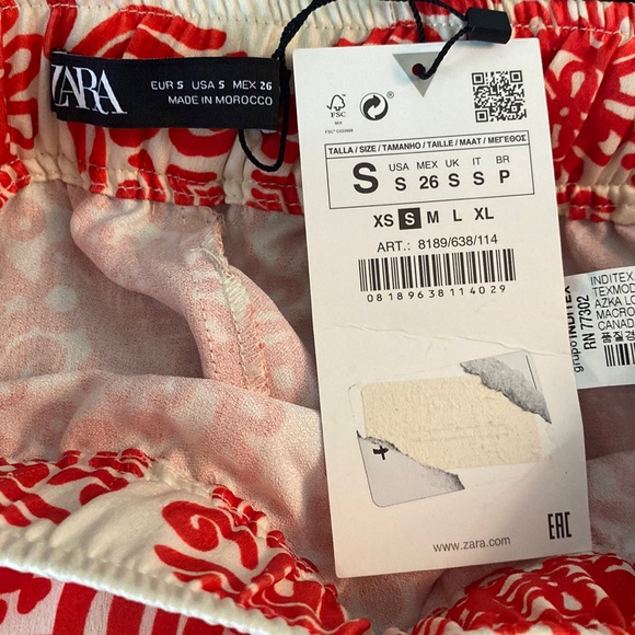 NWT Zara Orange & Purple Printed Wide Flared Leg Pajama Style Pants - S - Picture 11 of 14